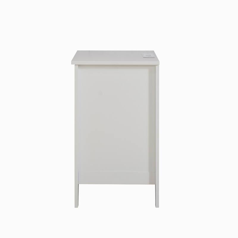 White 3 Drawer Nightstand with Charging Station and USB Ports & Power Outlets