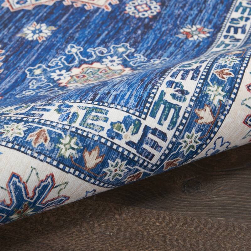 Power Loomed Distressed Floral Non Skid Stain Resistant Low Pile Area Rug - 118' X '94' X '0.25