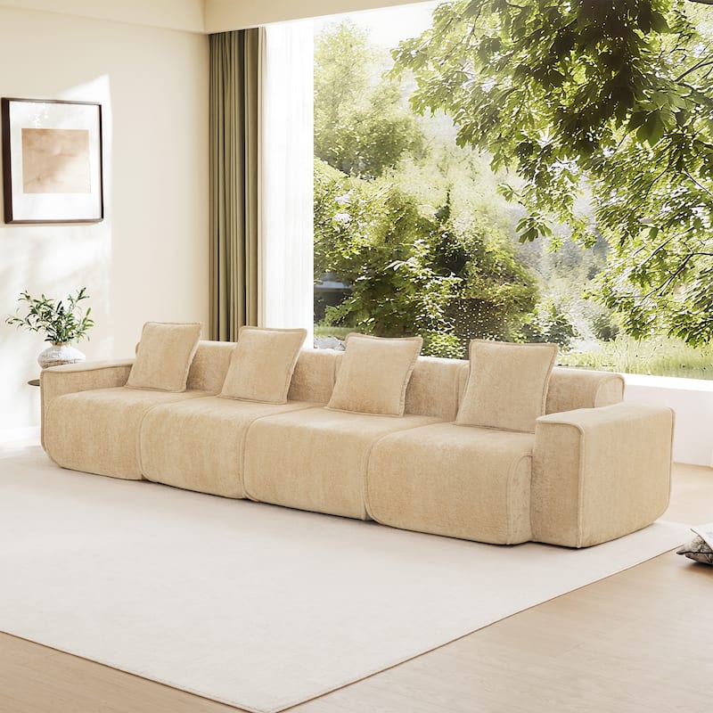 GDFStudio - Modular 4-Seater 138.58" Boneless Velvet Sofa