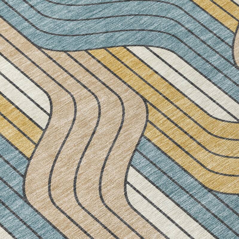 Machine Washable Indoor/ Outdoor Modern Pathway Chantille Rug