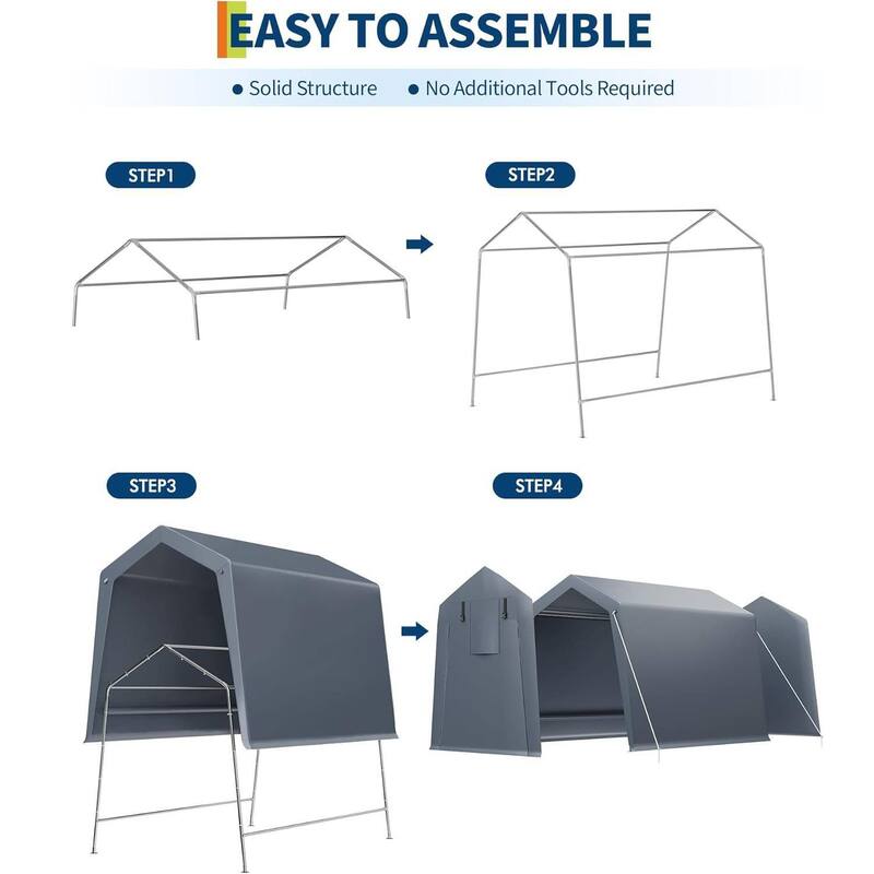 6x6 FT Portable Outdoor Storage Shed, UV-Resistant Carport for Motorcycle, Firewood, Tools - 6X6 Ft