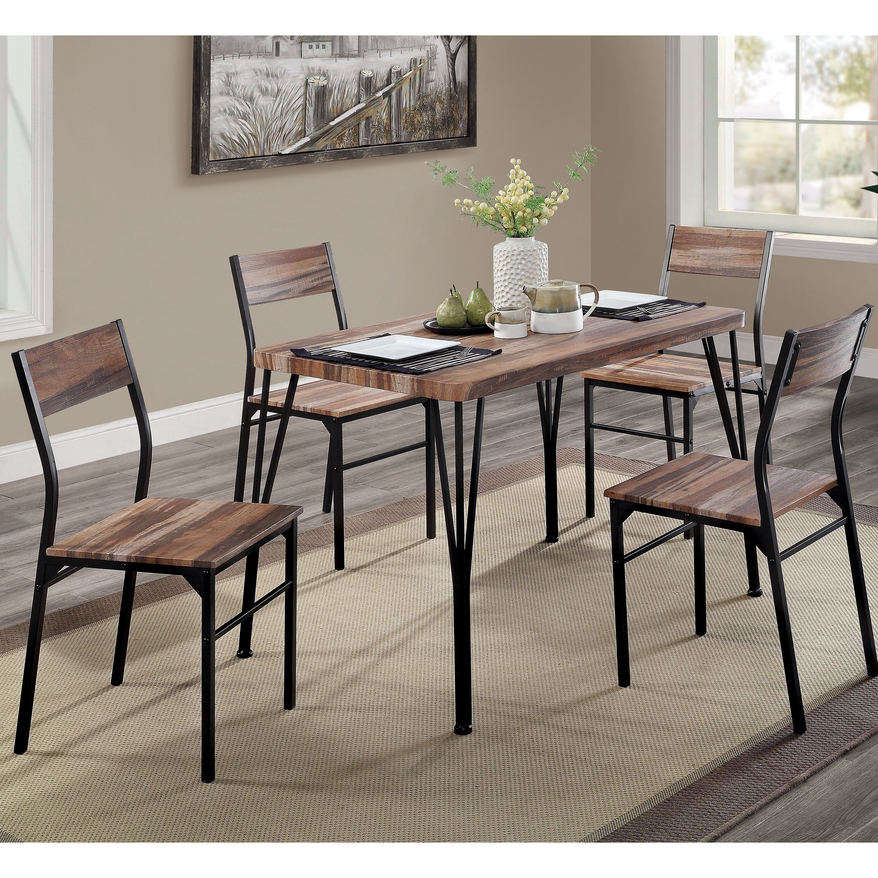 Shop Furniture Of America Nama Industrial 5 Piece Dining Table Set Overstock 30978042