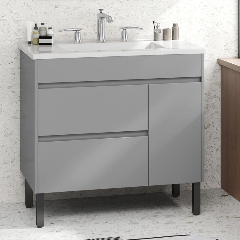 Moasis 16''/24''/36" Freestanding Single Bathroom Vanity with Ceramic Basin