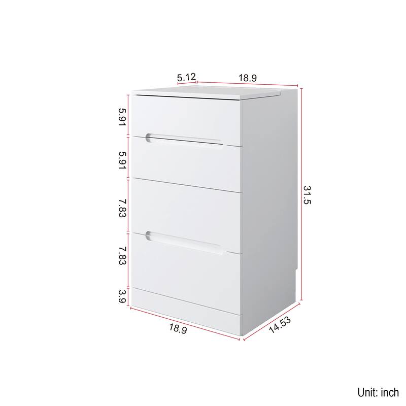 Roomfitters 3-in-1 Vanity Desk with Flip Top Mirror and Glass Desktop, Makeup Vanity Table with 3 Drawers and Stool, White