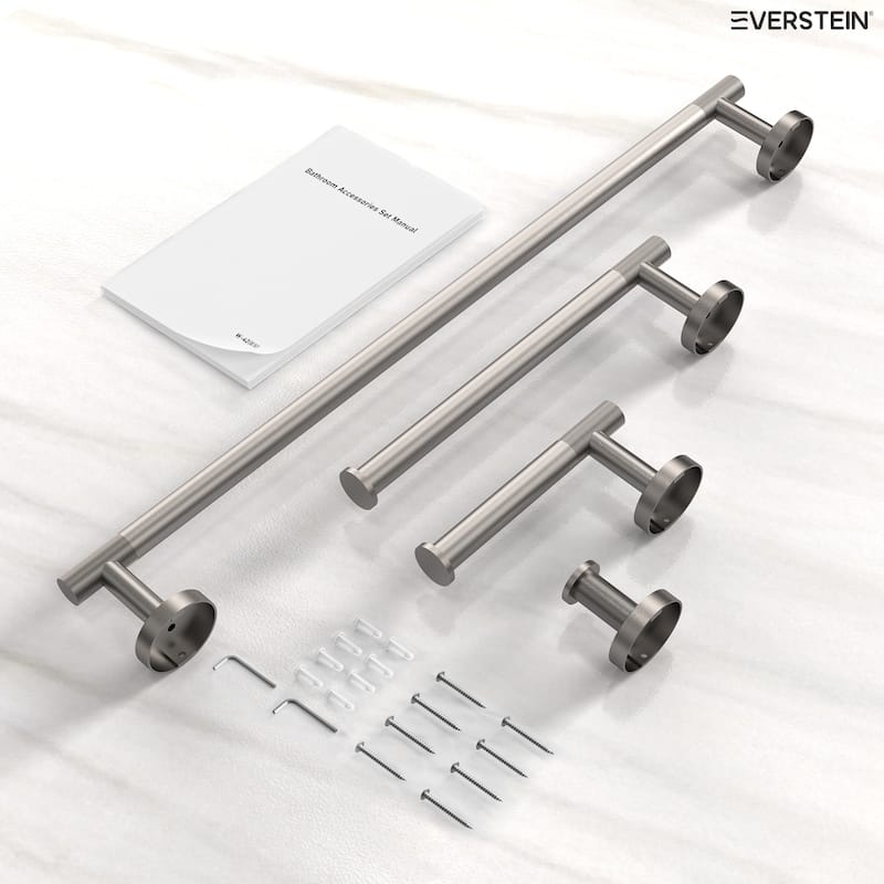 4-Piece Stainless Steel Bathroom Hardware Set, Wall Mounted Bath Towel Bar Set Towel Racks Bathroom Accessories