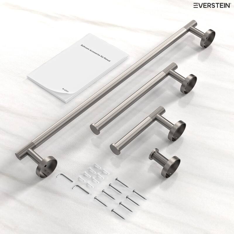 4-Piece Wall Mounted Bathroom Hardware Set, Stainless Steel Towel Bar Set