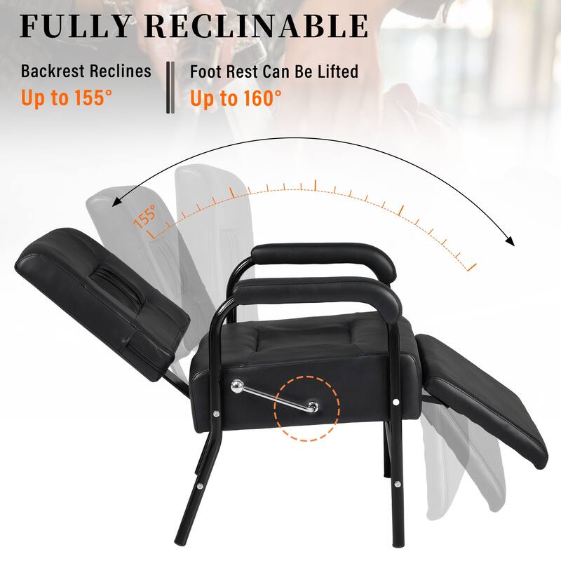 Controled Reclining Shampoo Chair with Footrest for Salon - N/A