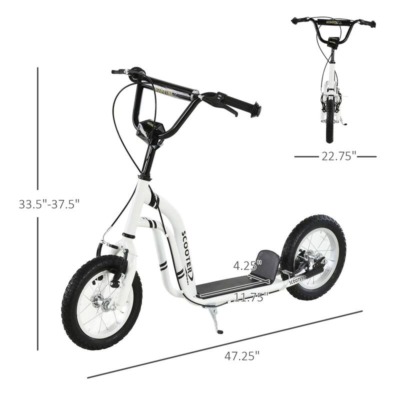 Steel Aluminum Kids Scooter with Adjustable Height Handle - 47.25"L x 22.75"W x 33.5"-37.5"H