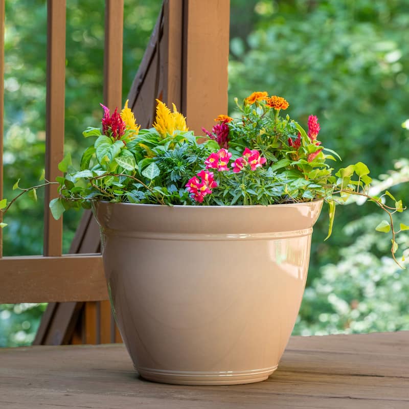 Southern Patio Kittredge Resin 17.5-inch Planter with Wheels