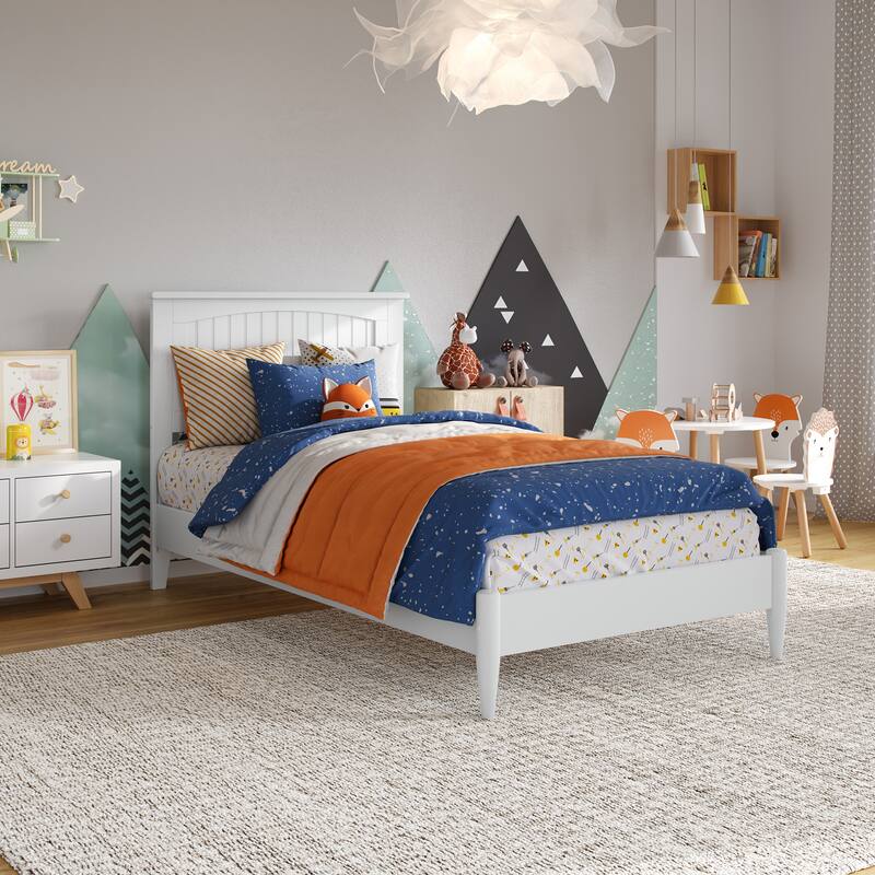 Naples Solid Wood Low Profile Platform Bed - White - Twin