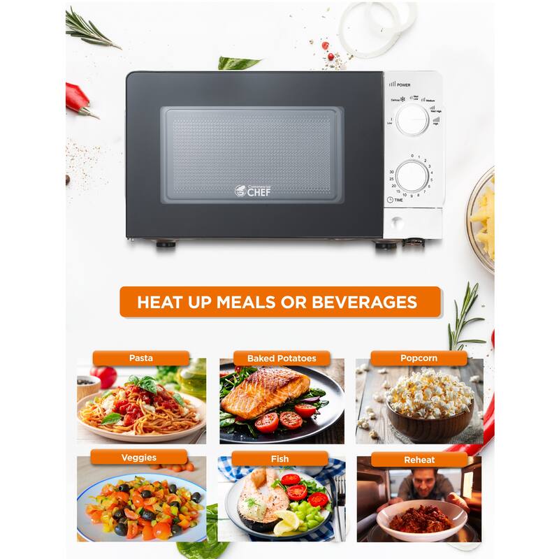 Commercial Chef Counter Top Microwave, 0.6 Cubic Feet,White
