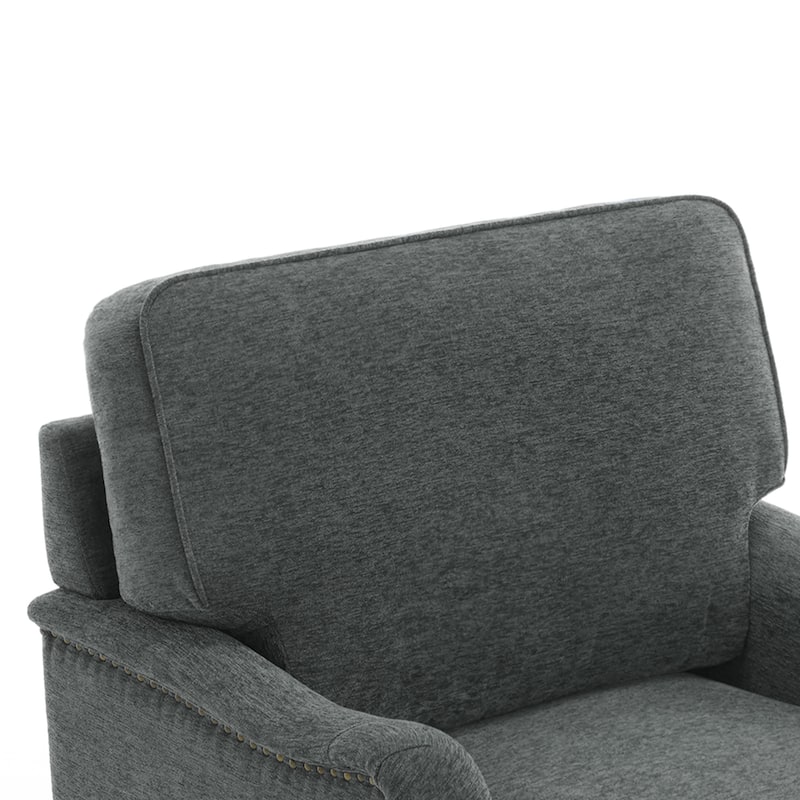 Skirted Swivel Accent Nailhead Barrel Chair