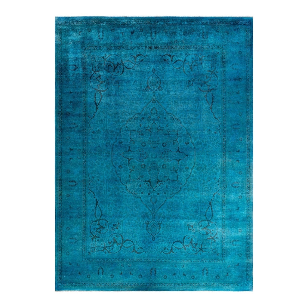 Fine Vibrance One-of-a-Kind Hand-Knotted Area Rug - Blue, 9' 1" x 12' 4" - 9' 1" x 12' 4"