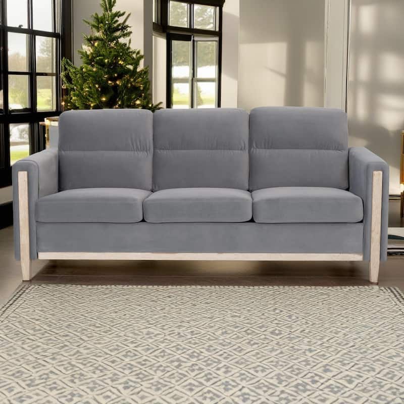 Larb Modern Solid Wood Three-Seater Sofa Couch by Christopher Knight Home