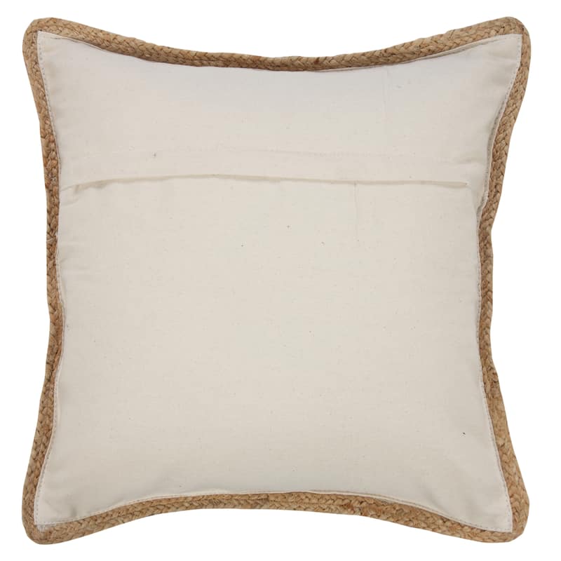 Sevita Coral Pink and White Striped Jute Bordered Throw Pillow
