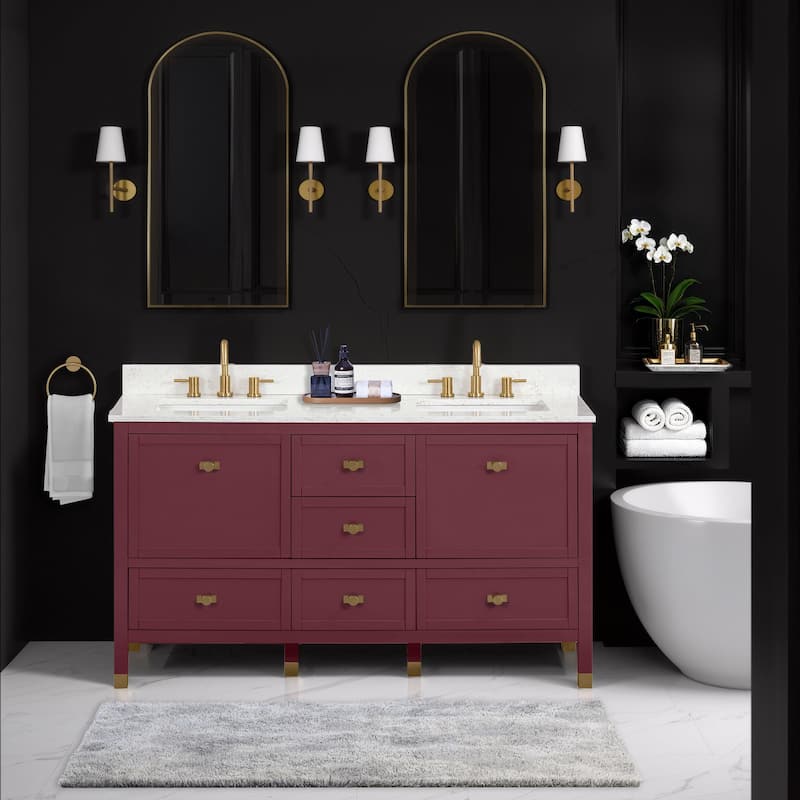 Alana Bathroom Vanity Cabinet in Burgundy Red