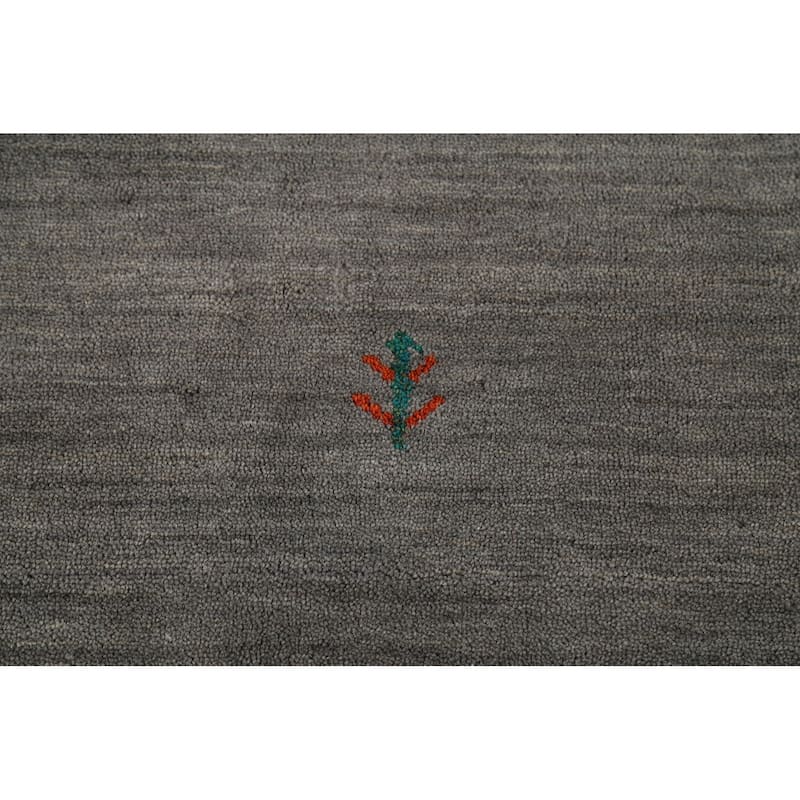 Tribal Gray Gabbeh Indian Area Rug Handmade Wool Carpet - 3'11"x 6'1"