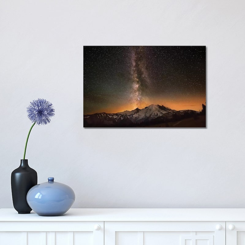 iCanvas "USA, Washington State, Mt. Rainier National Park. Milky Way over Mt. Rainier in summer." by Jaynes Gallery Canvas Print - 12x18x1.5