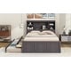 preview thumbnail 6 of 28, Full Size Platform Bed with Trundle and Storage Headboard, Kids Bed Frame with Charging Station and 3-Drawers, Antique Brown