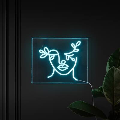 Teary Face 13.7" X 10.9" Contemporary Glam Acrylic Box USB Operated LED Neon Light, Blue by JONATHAN Y - 13.7" X 10.9"