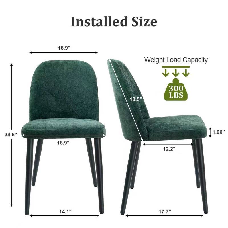 Set of 2 Fabric Identities Chair with Metal Legs, Armless Chair for Kitchen, Restaurant, Living, Meeting Room