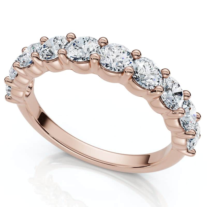 Bliss Diamond 1ct TW Half Eternity Round Diamond Wedding Band Gold or Platinum Lab Grown - 5 - Rose