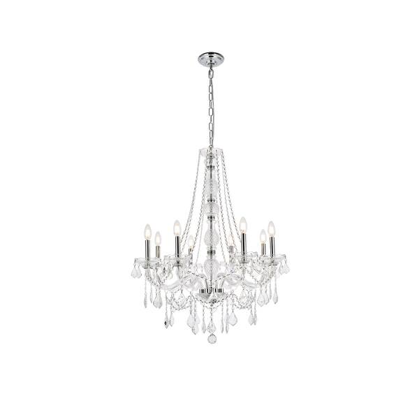 slide 2 of 8, Verona 8-Light 28 in. Chandelier (Available in Chrome and Gold) chrome (royal cut crystals)
