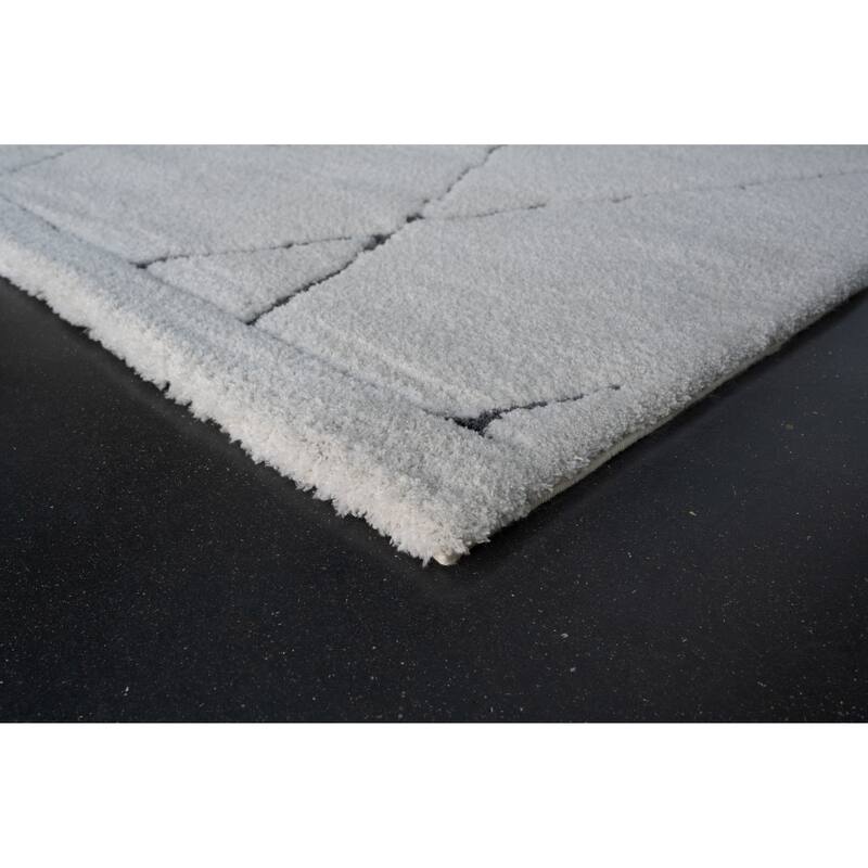 Nina Madison Ivory and Charcoal Recycled Polyester Area Rug - 6' x 9'