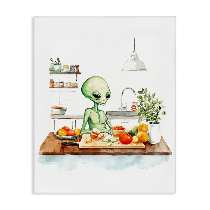 Stupell Alien Cooking in Kitchen Canvas Wall Art Design By Lil' Rue - 36 x 48