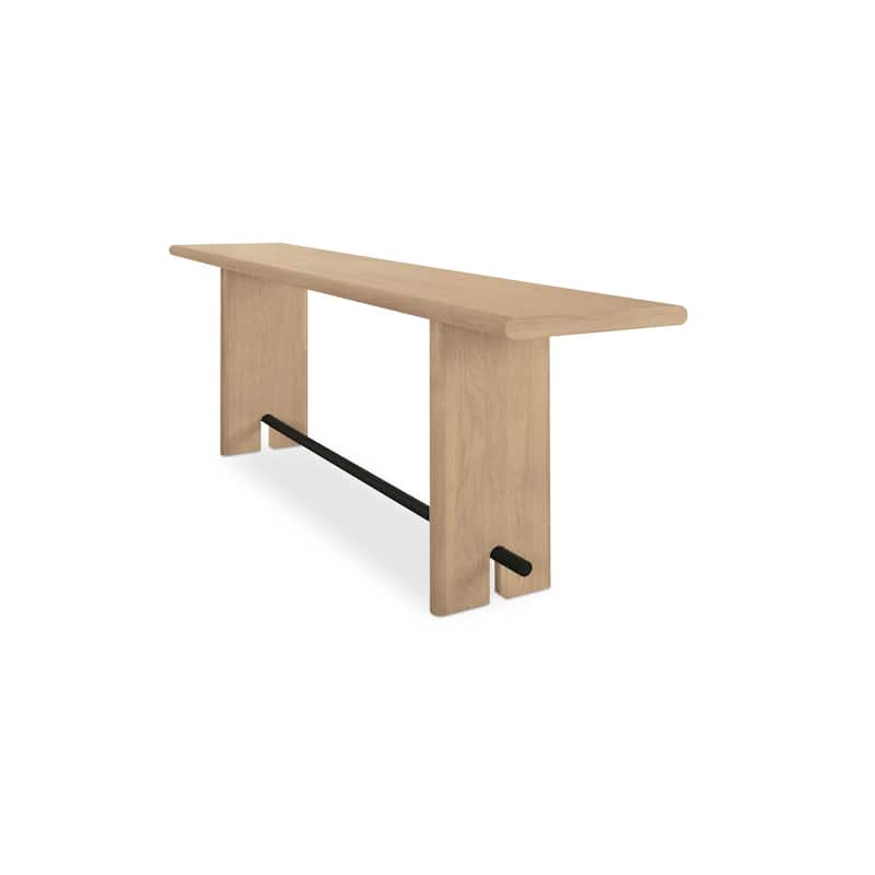 NADAAL STUDIOS Thornefield Console Table, Bullnose Edge Oak with Metal Spreader Bar, Natural Finish