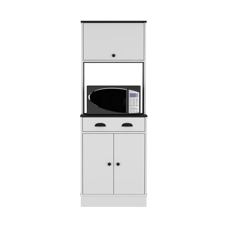 Compact Kitchen Pantry Cabinet Microwave Stand, Engineered Wood and Particle Board