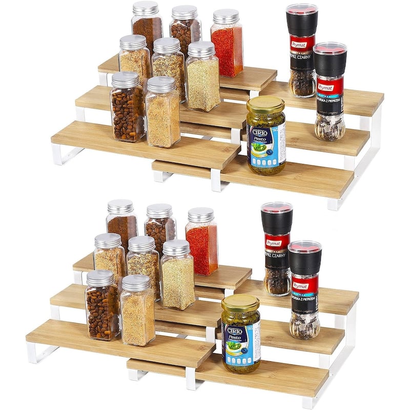 Spice Rack Organizer - Bamboo-White - 4PCS