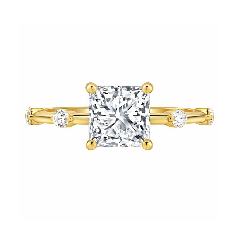 Auriya 14K Gold Tapered Princess Lab Grown Diamond Engagement Ring 1.12 - 5.28ct. tw. (F-G, VS)