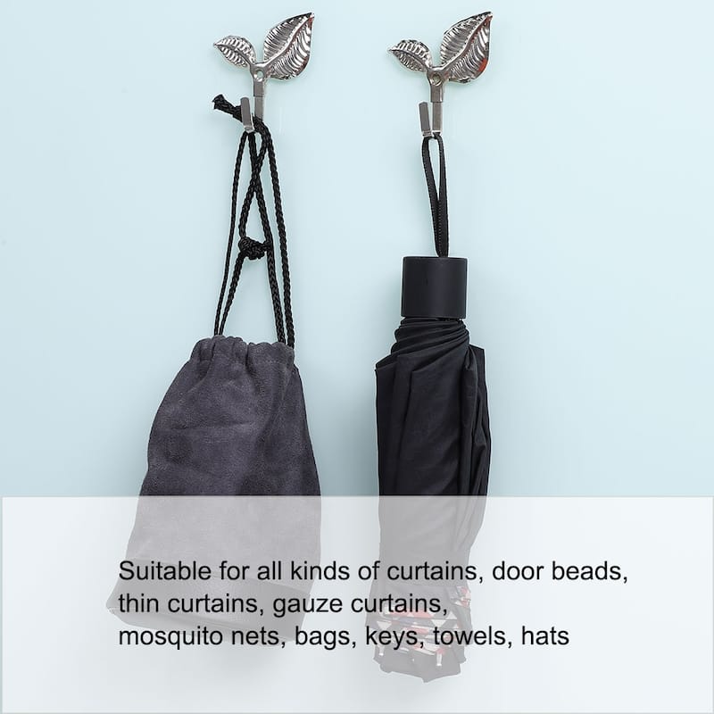 Curtain Tieback Hook Curtain Drapery Holdback Holder Set of 8 - Silver Tone - 3" x 2.76" x 0.87"(L*W*H)