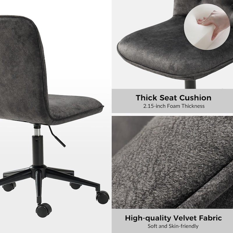 Klaus Upholstered Armless Swivel Task Chair with Tufted Back by HULALA HOME