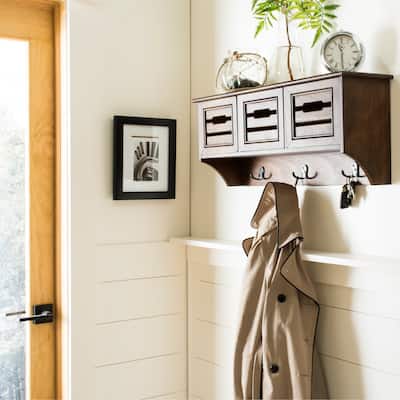 SAFAVIEH Leon Honey Hanging 3-drawer Wall Rack - 28" x 7.8" x 12"
