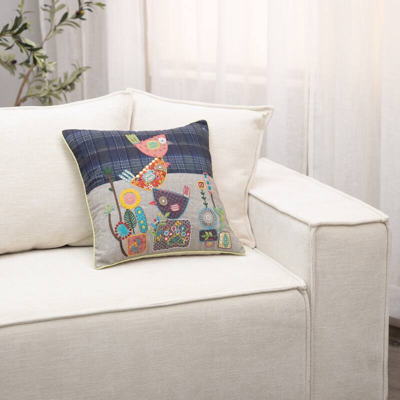 Cotton Home Birdie Stack Cotton 18 Inch Throw Pillow