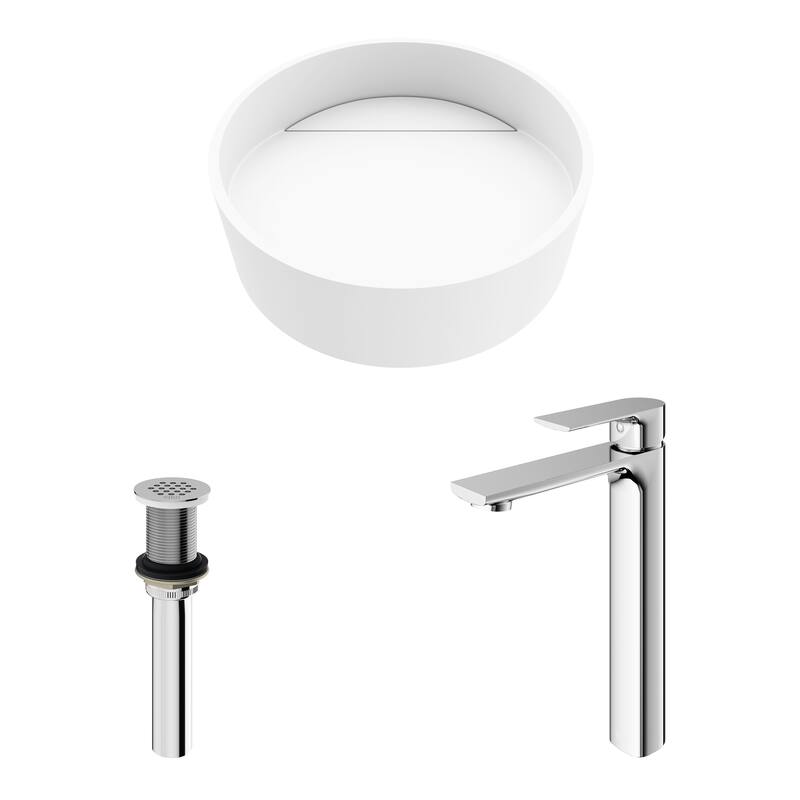 VIGO Starr 15"L x 15"W MatteStone Vessel Sink and Norfolk 11"H Faucet Set