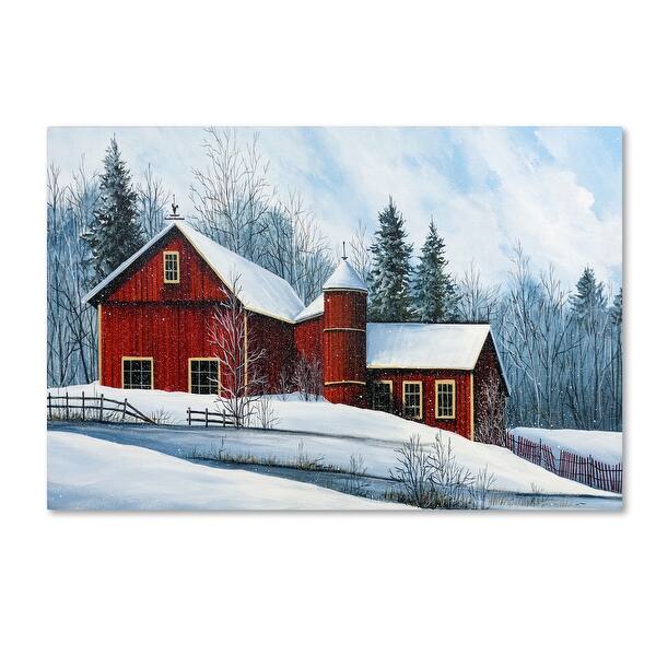 slide 2 of 4, Debbi Wetzel 'Red Barn Winter' Canvas Art