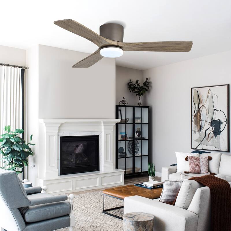48In 3Blade Dc Motor Indoor Ceiling Fan With Light Kit And Remote - Grey/Grey Wood - 48"