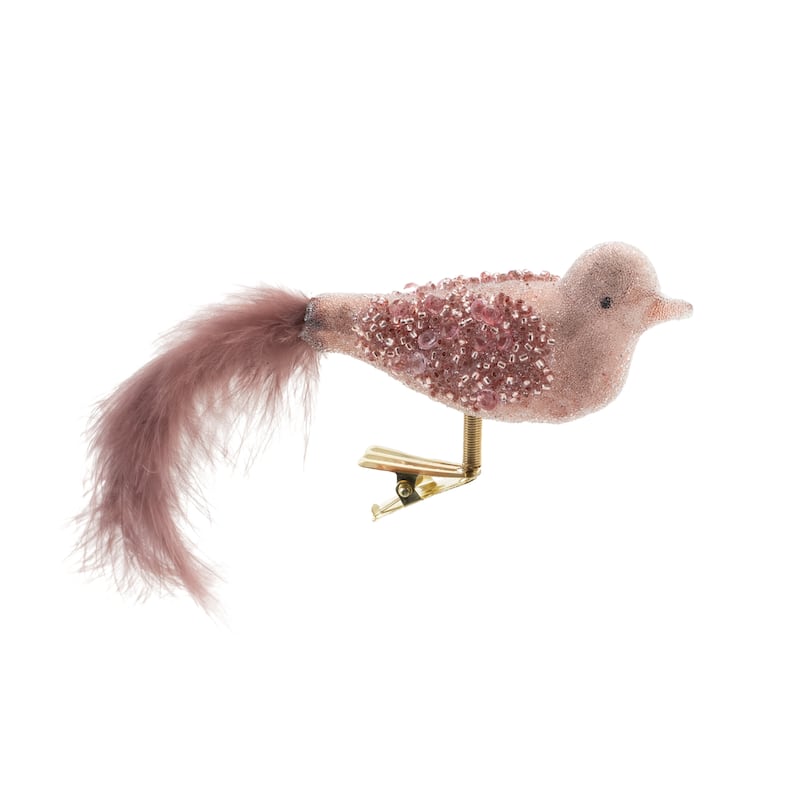Beaded Glass Bird Clip Ornament (Set of 12) - N/A