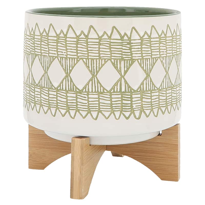 Sagebrook Home Abstract Ceramic Planter on Stand Indoor/Outdoor