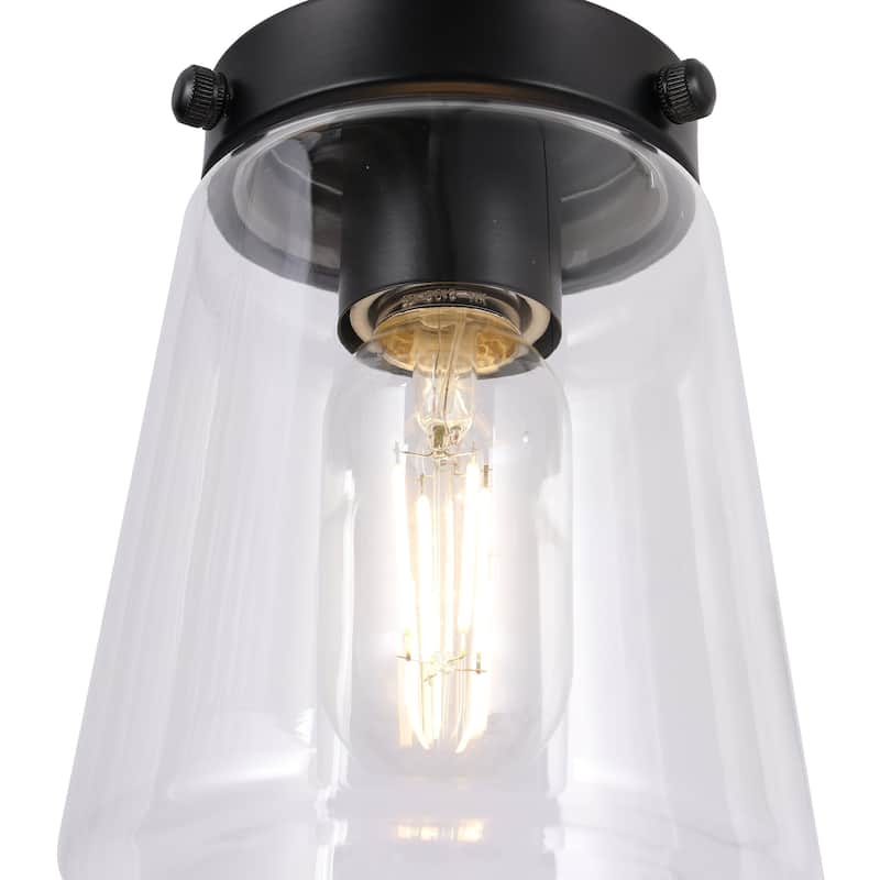 Cozia Farmhouse Mini Black Gold Pendant Light Industrial Linear Lighting Fixture with Clear Glass