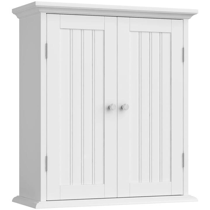 Bathroom Wall Cabinet, Over The Toilet Space Saver Storage Cabinet - 8.8"D x 21.1"W x 24"H - White
