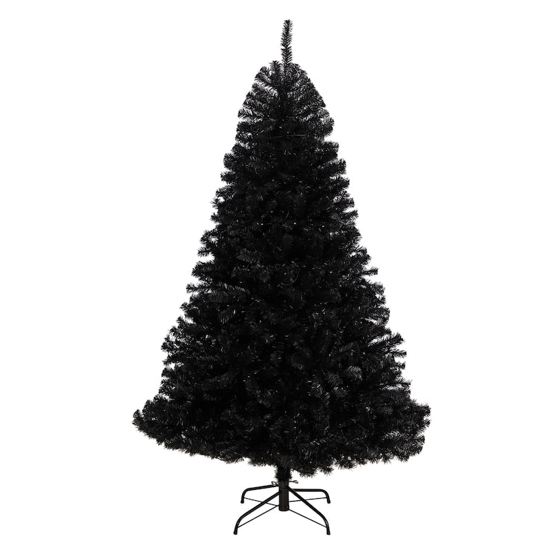 Black Artificial Christmas Tree 6Ft with Lights - Holiday Decor, Festive Tree, Indoor Xmas Tree - 72
