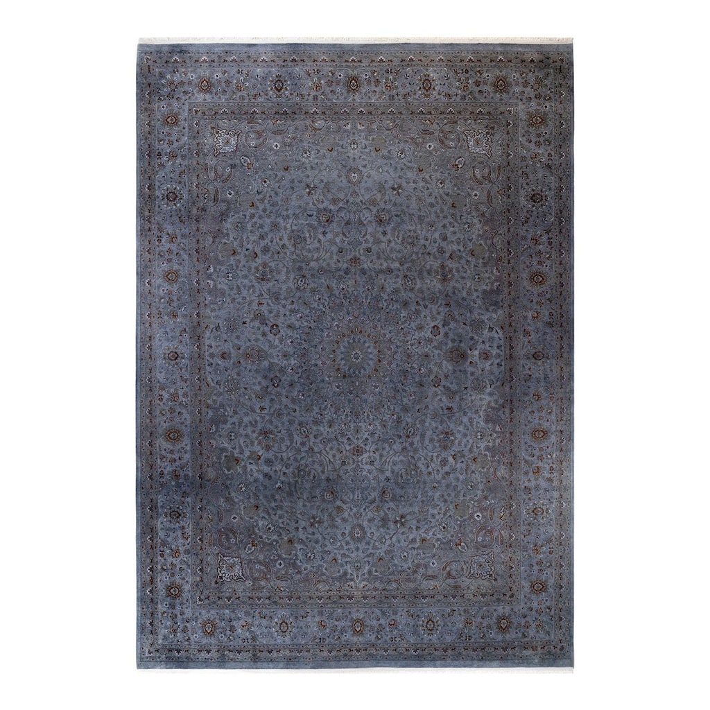 Overton Hand Knotted Wool Vintage Inspired Modern Contemporary Overdyed Gray Area Rug - 10' 1" x 14' 4"