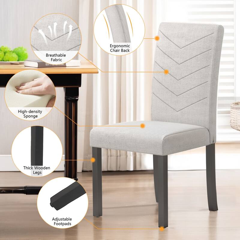 Javlergo 2/4/6 Piece Upholstered Dining Chairs Set with High Back and Wooden Legs Fabric Parson Chairs for Kitchen Living Room
