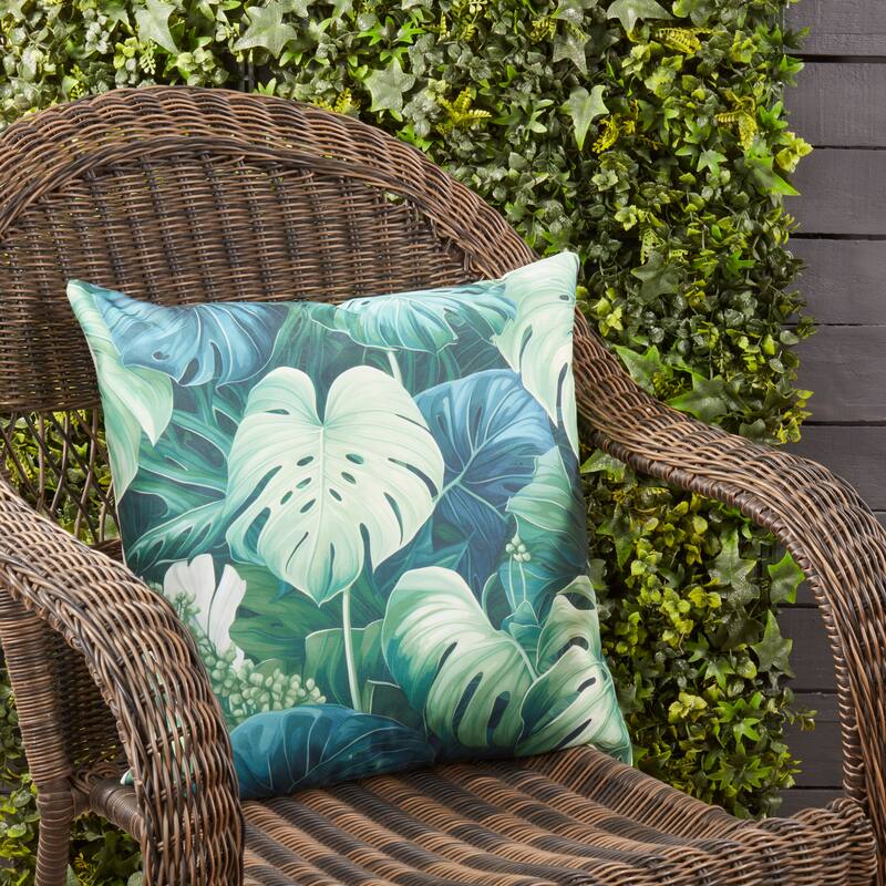 Philodendron Paradise Outdoor Poly Filled Throw Pillow