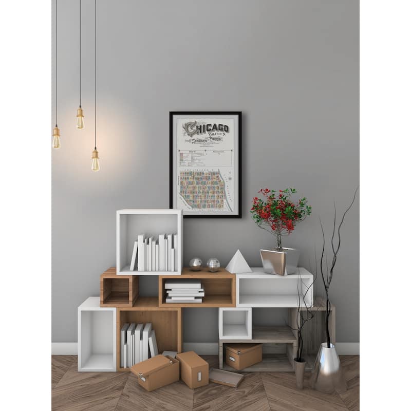 'Chicago Block Map' Framed Painting Print
