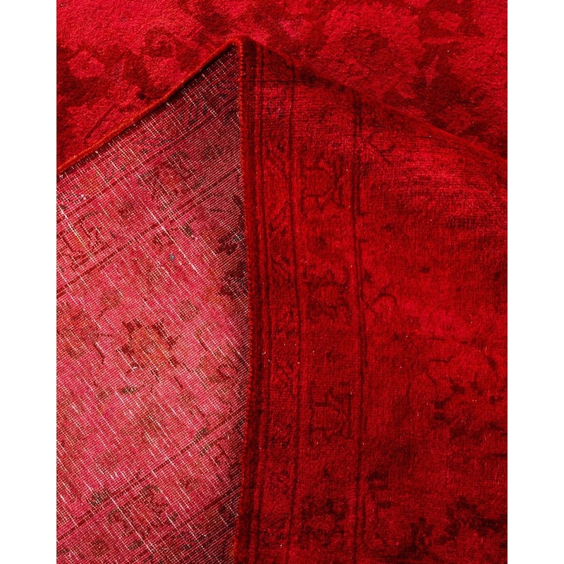 Overton Hand Knotted Wool Vintage Inspired Modern Contemporary Overdyed Red Area Rug - 6' 0" x 8' 10"